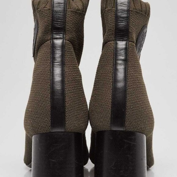 Hermes Green Knit Fabric Volver 60 Ankle Boots Size 9/39.5 - Picture 5 of 5